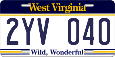 WV license plate 2YV040