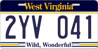 WV license plate 2YV041