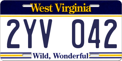 WV license plate 2YV042