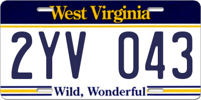 WV license plate 2YV043