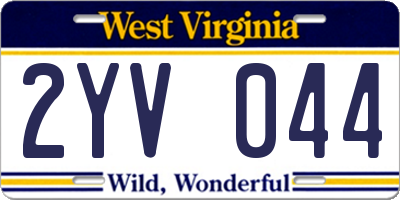 WV license plate 2YV044