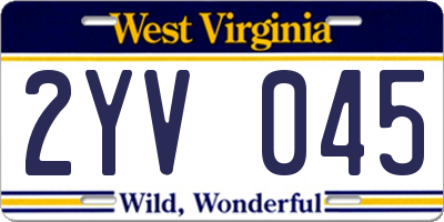 WV license plate 2YV045