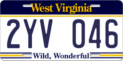 WV license plate 2YV046