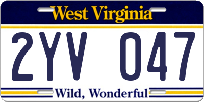 WV license plate 2YV047