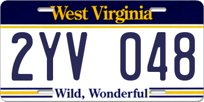 WV license plate 2YV048