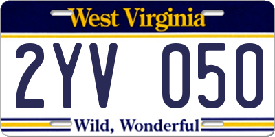 WV license plate 2YV050