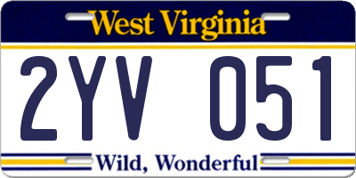 WV license plate 2YV051