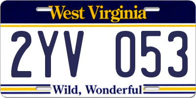 WV license plate 2YV053