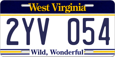 WV license plate 2YV054