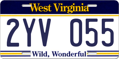 WV license plate 2YV055