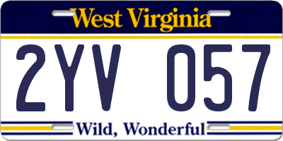 WV license plate 2YV057