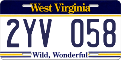 WV license plate 2YV058