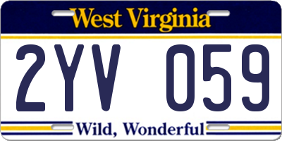 WV license plate 2YV059