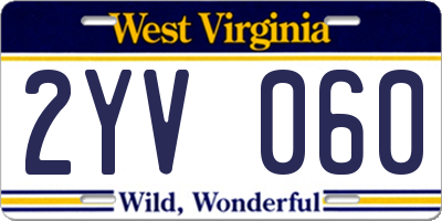 WV license plate 2YV060