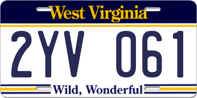 WV license plate 2YV061