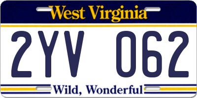 WV license plate 2YV062