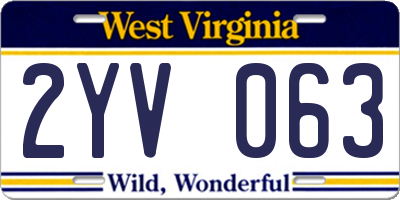 WV license plate 2YV063