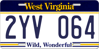 WV license plate 2YV064