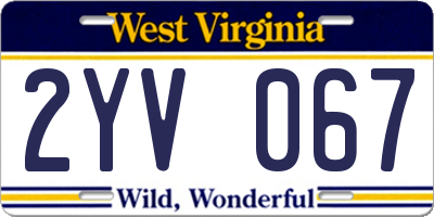 WV license plate 2YV067