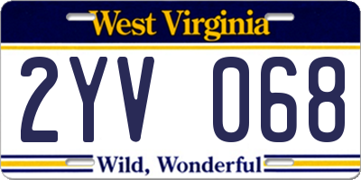 WV license plate 2YV068