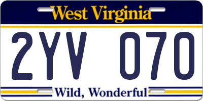 WV license plate 2YV070