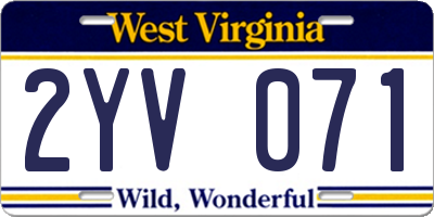 WV license plate 2YV071