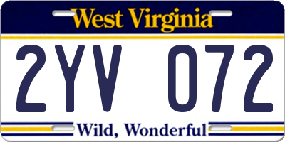 WV license plate 2YV072