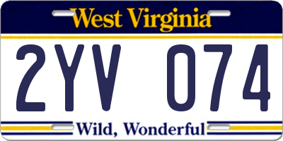 WV license plate 2YV074