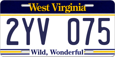 WV license plate 2YV075