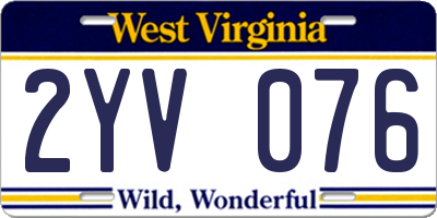 WV license plate 2YV076