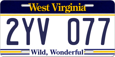 WV license plate 2YV077
