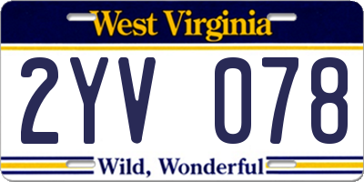WV license plate 2YV078