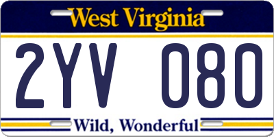 WV license plate 2YV080