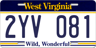WV license plate 2YV081