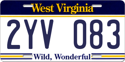 WV license plate 2YV083