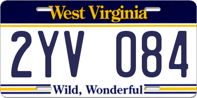 WV license plate 2YV084