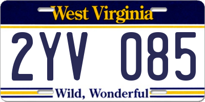 WV license plate 2YV085