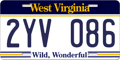 WV license plate 2YV086