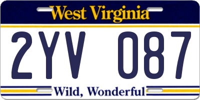 WV license plate 2YV087