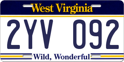 WV license plate 2YV092