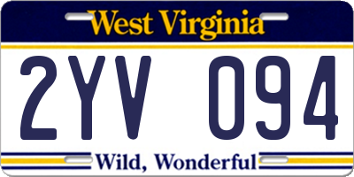 WV license plate 2YV094