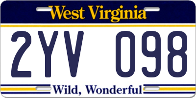 WV license plate 2YV098