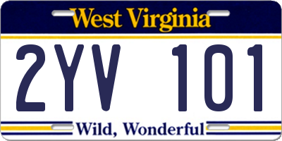 WV license plate 2YV101