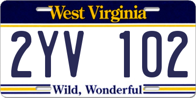 WV license plate 2YV102