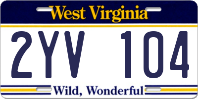 WV license plate 2YV104
