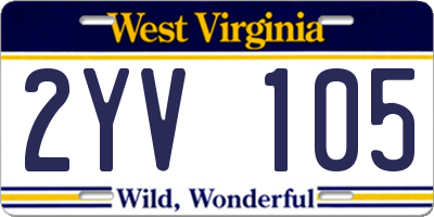 WV license plate 2YV105