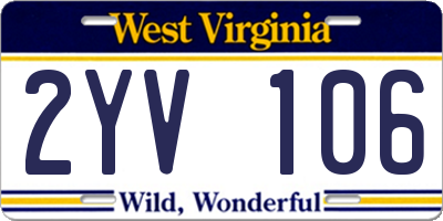 WV license plate 2YV106