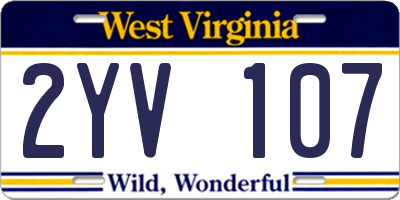 WV license plate 2YV107