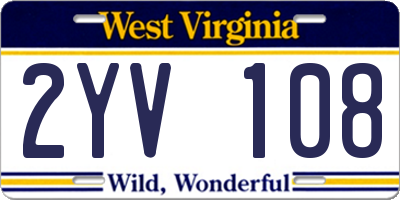 WV license plate 2YV108