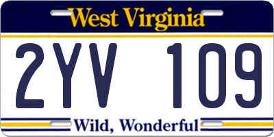 WV license plate 2YV109